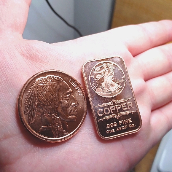 2oz copper Bar/Round Bundle 1oz Buffalo Round 1oz Standing Liberty bar .999 fine - Picture 3 of 5